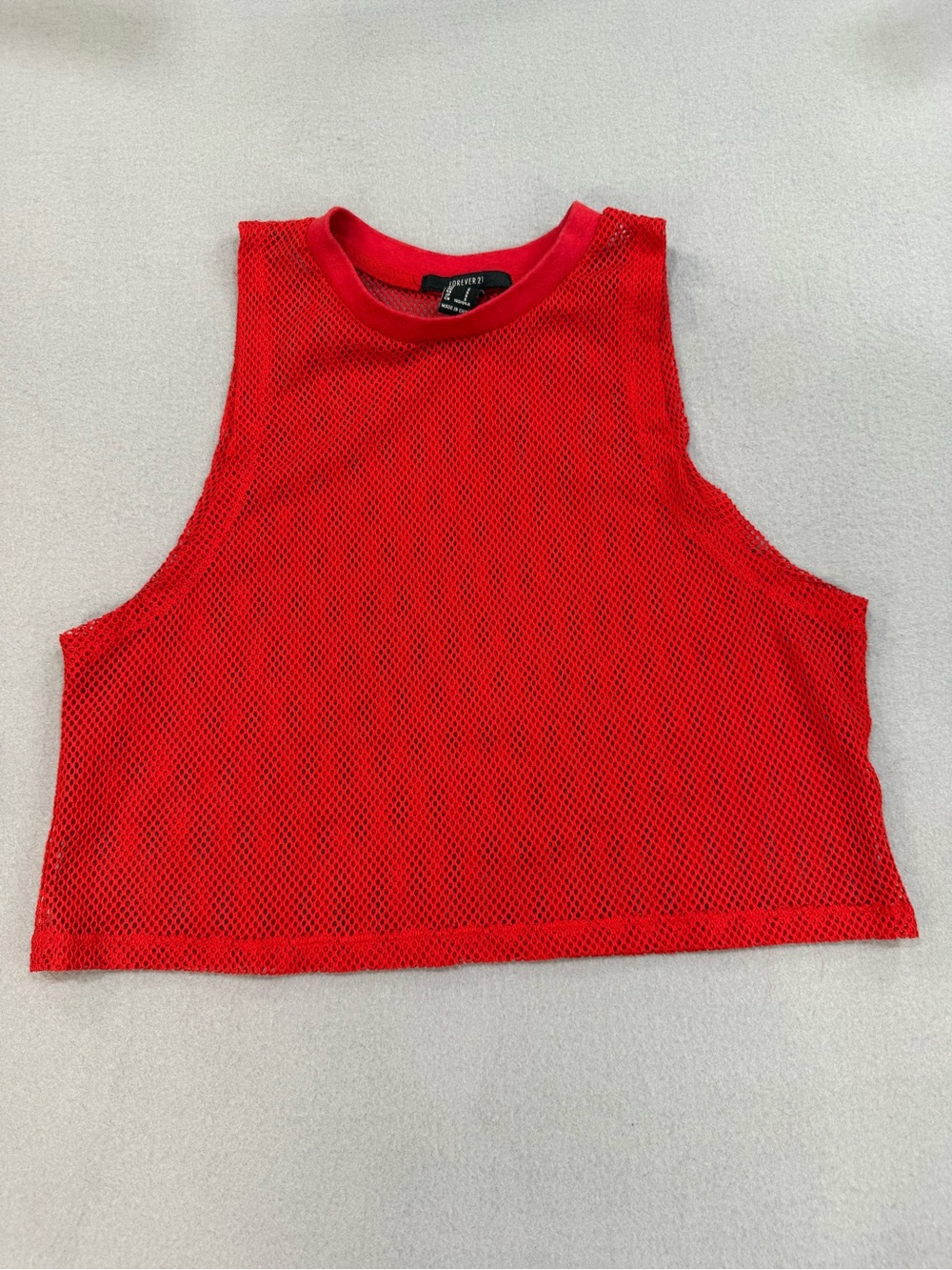 Forever 21 Red Mesh Crop Tank Top S